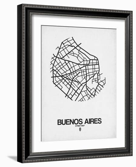 Buenos Aires Street Map White-NaxArt-Framed Art Print