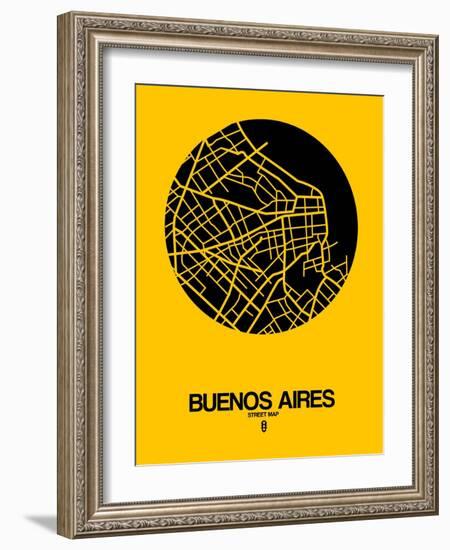 Buenos Aires Street Map Yellow-NaxArt-Framed Art Print