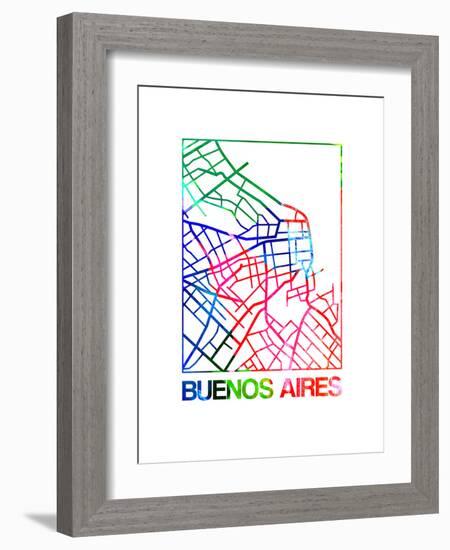 Buenos Aires Watercolor Street Map-NaxArt-Framed Art Print