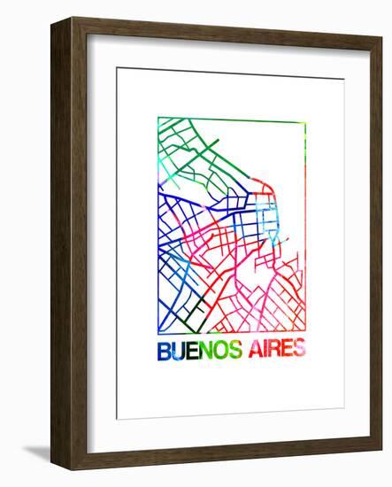 Buenos Aires Watercolor Street Map-NaxArt-Framed Art Print