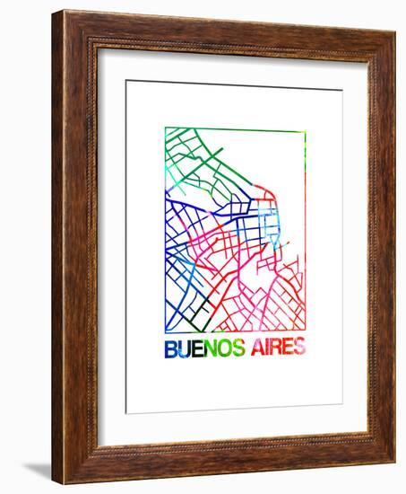 Buenos Aires Watercolor Street Map-NaxArt-Framed Art Print