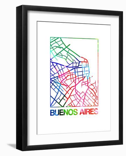 Buenos Aires Watercolor Street Map-NaxArt-Framed Art Print