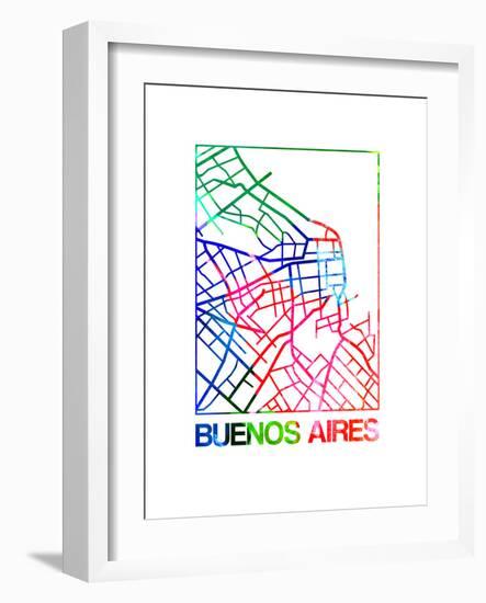 Buenos Aires Watercolor Street Map-NaxArt-Framed Art Print