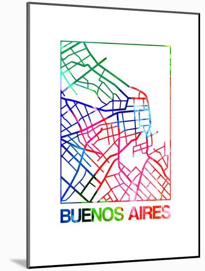 Buenos Aires Watercolor Street Map-NaxArt-Mounted Art Print