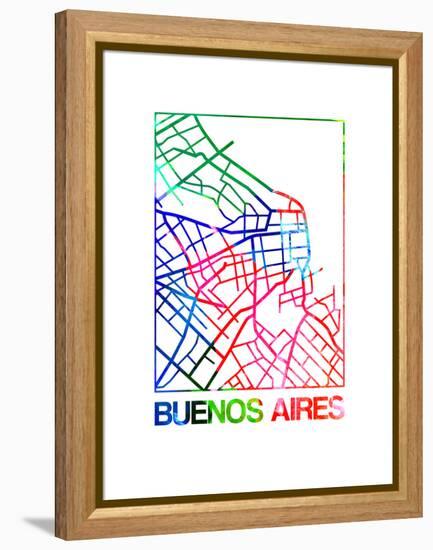 Buenos Aires Watercolor Street Map-NaxArt-Framed Stretched Canvas