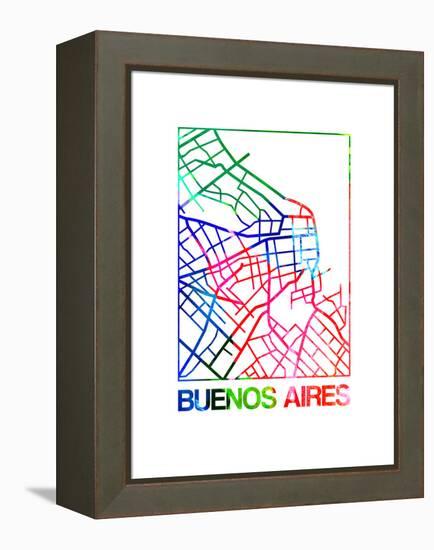 Buenos Aires Watercolor Street Map-NaxArt-Framed Stretched Canvas