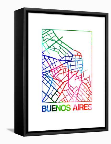 Buenos Aires Watercolor Street Map-NaxArt-Framed Stretched Canvas