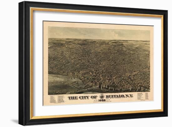 Buffalo 1880 Bird's Eye View, New York, United States-null-Framed Giclee Print