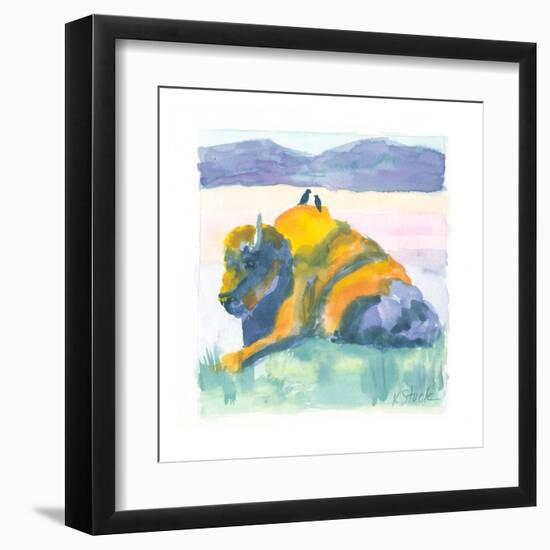 Buffalo And Birds-Kerstin Stock-Framed Art Print