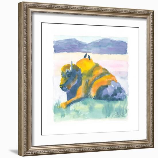 Buffalo And Birds-Kerstin Stock-Framed Art Print