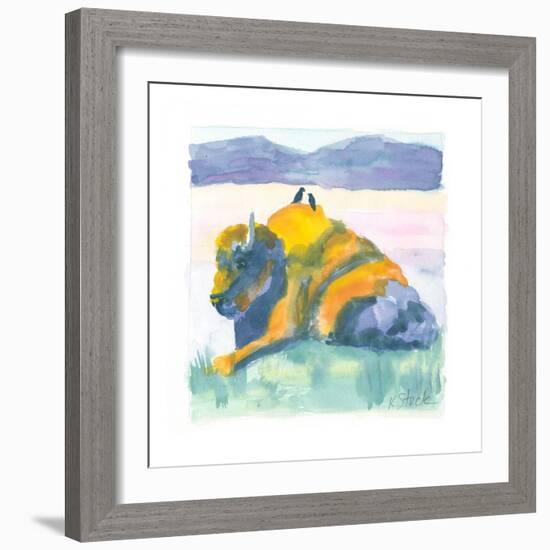 Buffalo And Birds-Kerstin Stock-Framed Art Print