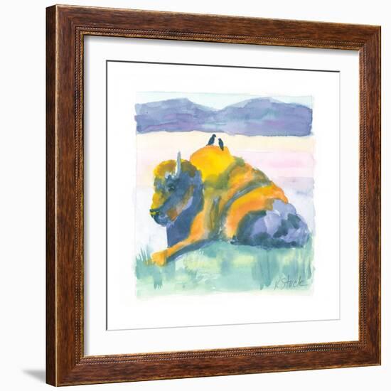 Buffalo And Birds-Kerstin Stock-Framed Art Print