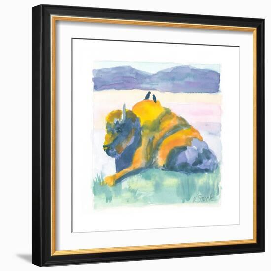 Buffalo And Birds-Kerstin Stock-Framed Art Print