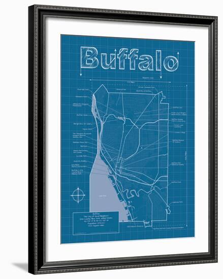 Buffalo Artistic Blueprint Map-Christopher Estes-Framed Art Print