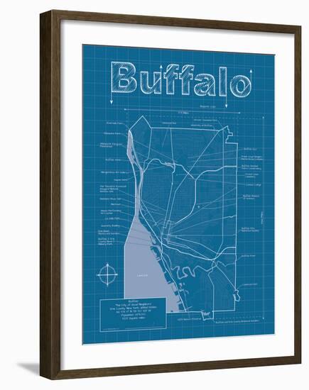 Buffalo Artistic Blueprint Map-Christopher Estes-Framed Art Print