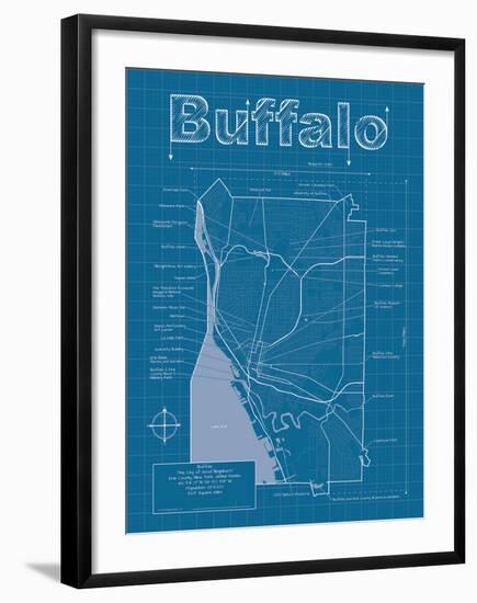 Buffalo Artistic Blueprint Map-Christopher Estes-Framed Art Print