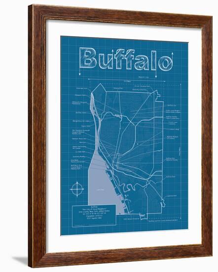 Buffalo Artistic Blueprint Map-Christopher Estes-Framed Art Print