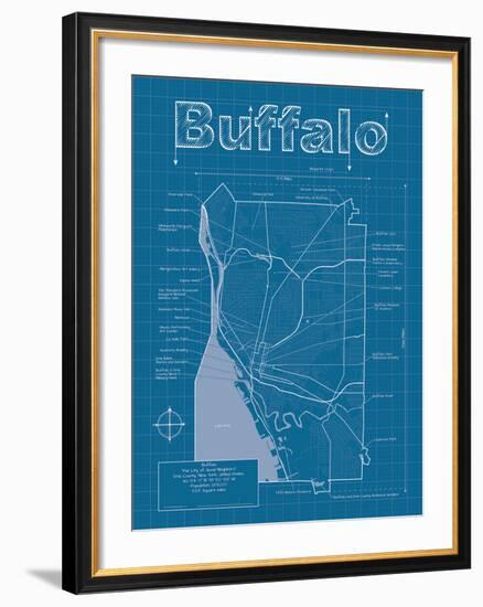 Buffalo Artistic Blueprint Map-Christopher Estes-Framed Art Print