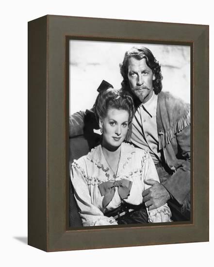 BUFFALO BILL, 1944 directed by WILLIAM WELLMAN Maureen O'Hara and Joel McCrea (b/w photo)-null-Framed Stretched Canvas