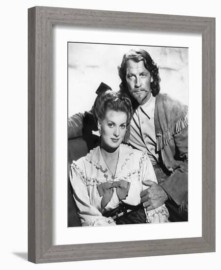 BUFFALO BILL, 1944 directed by WILLIAM WELLMAN Maureen O'Hara and Joel McCrea (b/w photo)-null-Framed Photo