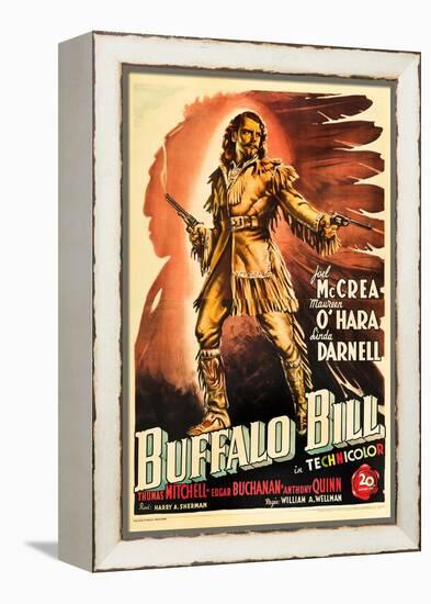 Buffalo Bill, Joel Mccrea on Italian Poster Art, 1944-null-Framed Stretched Canvas