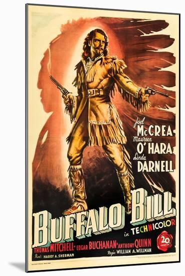Buffalo Bill, Joel Mccrea on Italian Poster Art, 1944-null-Mounted Art Print