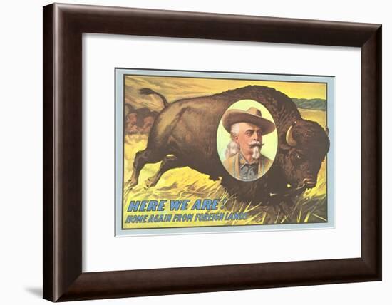 Buffalo Bill Picture Imposed on Bison-null-Framed Art Print