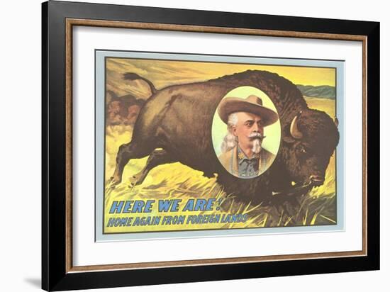 Buffalo Bill Picture Imposed on Bison-null-Framed Art Print