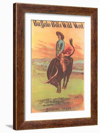 Buffalo Bill's Wild West Show Poster, Bucking Steer-null-Framed Art Print