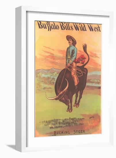 Buffalo Bill's Wild West Show Poster, Bucking Steer--Framed Art Print