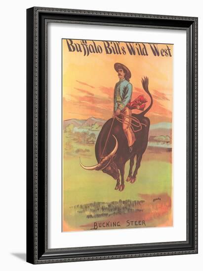 Buffalo Bill's Wild West Show Poster, Bucking Steer-null-Framed Art Print