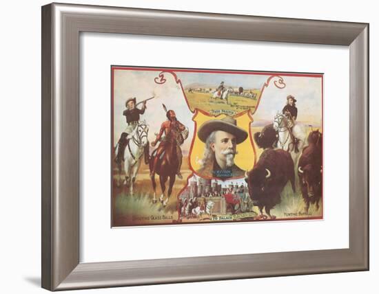 Buffalo Bill with Indians and Bison-null-Framed Art Print