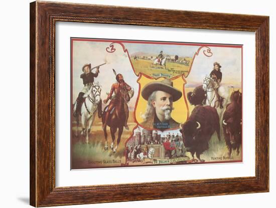 Buffalo Bill with Indians and Bison-null-Framed Premium Giclee Print