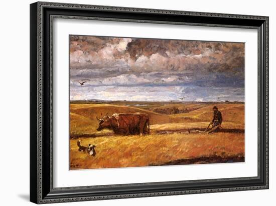 Buffalo Bones Plowed Under, 1930-Harvey Dunn-Framed Giclee Print