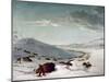 Buffalo Chase In Winter-George Catlin-Mounted Giclee Print