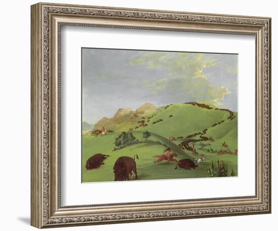 Buffalo Chase, Mouth of the Yellowstone, 1833-George Catlin-Framed Giclee Print
