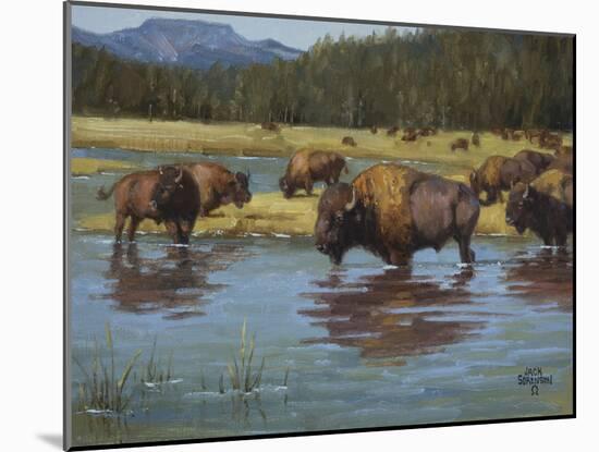Buffalo Crossing-Jack Sorenson-Mounted Art Print