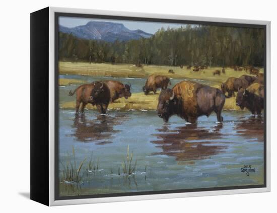 Buffalo Crossing-Jack Sorenson-Framed Stretched Canvas