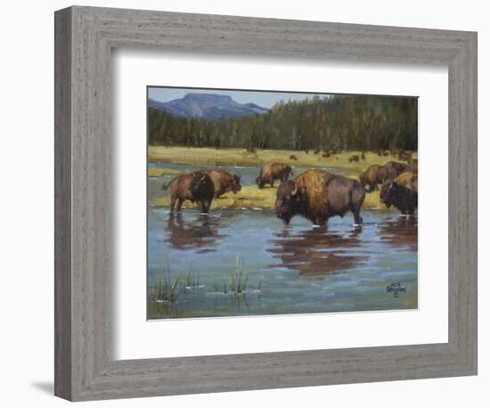 Buffalo Crossing-Jack Sorenson-Framed Art Print