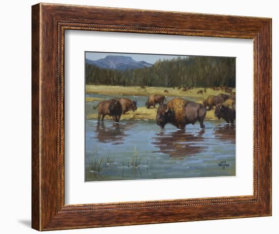 Buffalo Crossing-Jack Sorenson-Framed Art Print