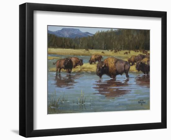 Buffalo Crossing-Jack Sorenson-Framed Art Print