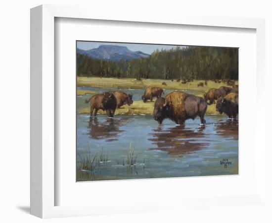 Buffalo Crossing-Jack Sorenson-Framed Art Print