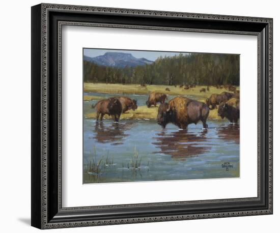 Buffalo Crossing-Jack Sorenson-Framed Art Print