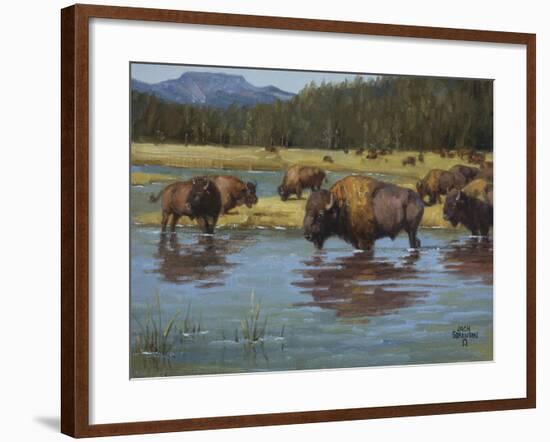 Buffalo Crossing-Jack Sorenson-Framed Art Print
