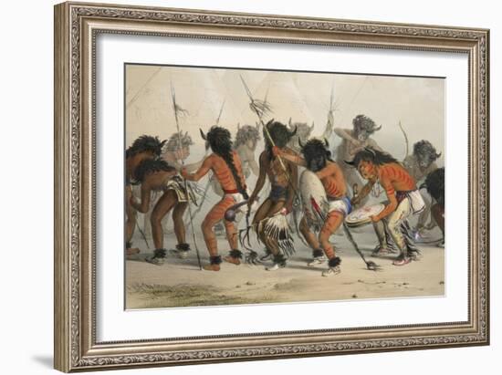 Buffalo Dance (Detail) ,From Catlin's North American Indian Portfolio. Hunting Scenes and Amusement-George Catlin-Framed Giclee Print