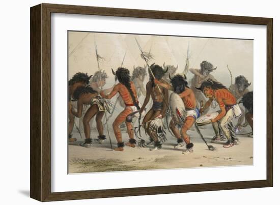 Buffalo Dance (Detail) ,From Catlin's North American Indian Portfolio. Hunting Scenes and Amusement-George Catlin-Framed Giclee Print