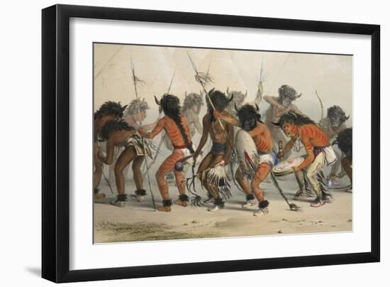 Buffalo Dance (Detail) ,From Catlin's North American Indian Portfolio. Hunting Scenes and Amusement-George Catlin-Framed Giclee Print