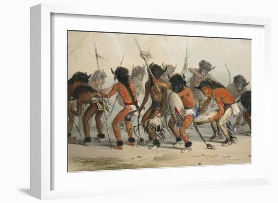 Buffalo Dance (Detail) ,From Catlin's North American Indian Portfolio. Hunting Scenes and Amusement-George Catlin-Framed Giclee Print