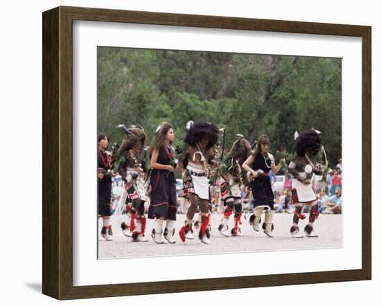 Buffalo Dance Performed by Indians from Laguna Pueblo on 4th July, Santa Fe, New Mexico, USA-Nedra Westwater-Framed Photographic Print