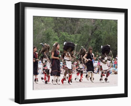 Buffalo Dance Performed by Indians from Laguna Pueblo on 4th July, Santa Fe, New Mexico, USA-Nedra Westwater-Framed Photographic Print